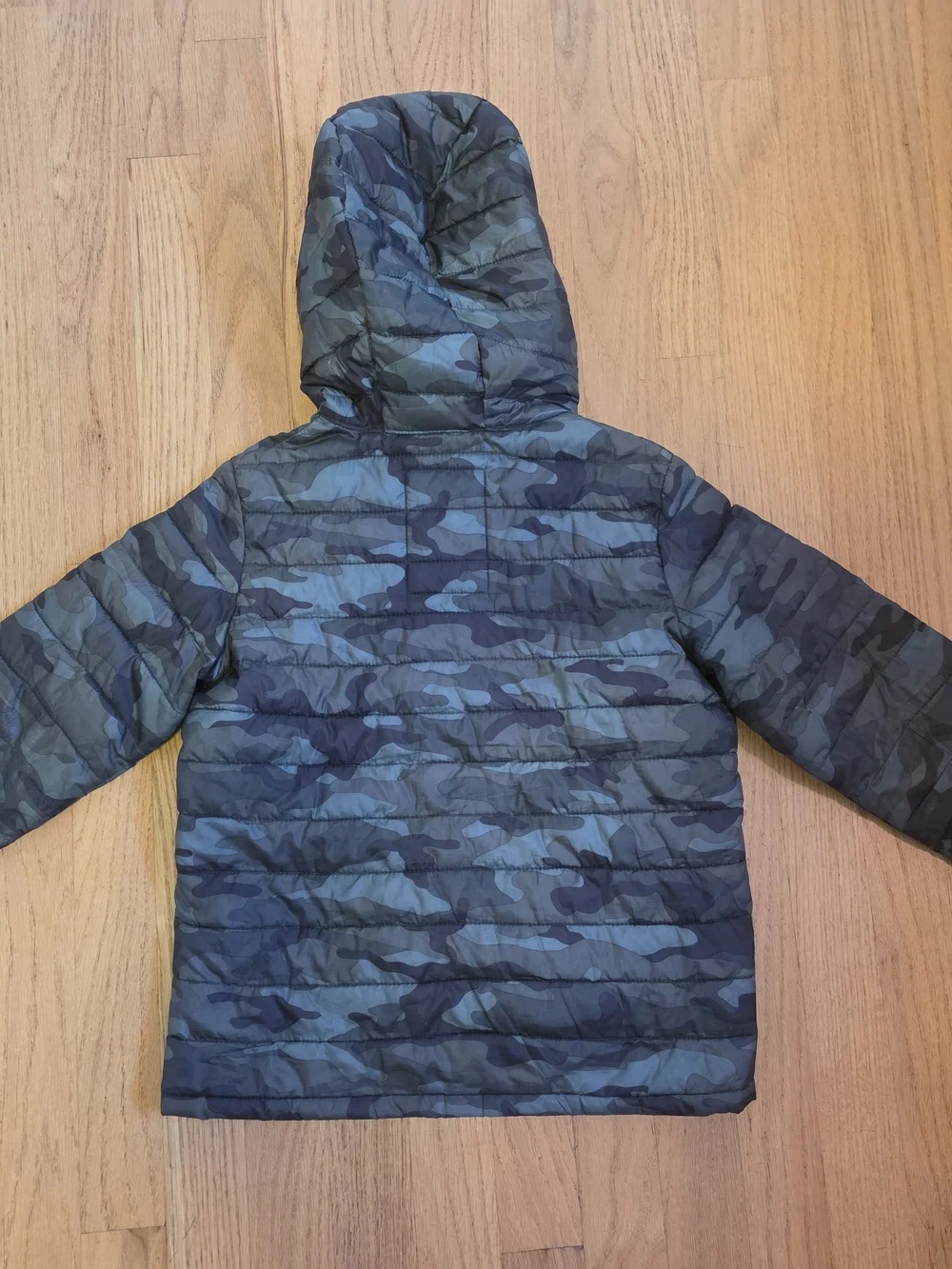 GAP Kids' Camo Puffer Jacket with Yellow Lining